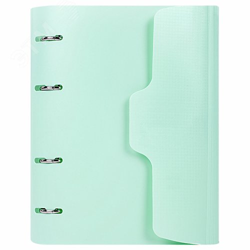 Изображение товара Тетрадь на кольцах А5 175х220мм, 120л, пластик, на липучке с разделителями, BRAUBERG, Мятный,404638 (шт)