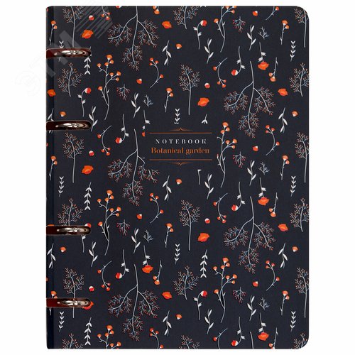 Изображение товара Тетрадь на кольцах А5 160х212мм, 120л, картон, выборочный лак, клетка, BRAUBERG, Flowers, 404729 (шт)