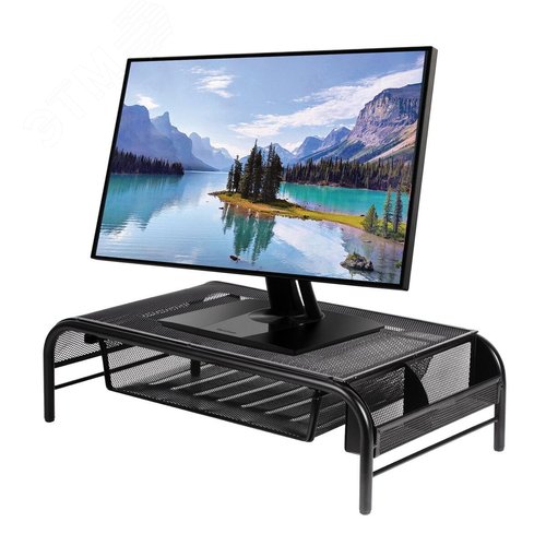 Изображение товара Подставка под монитор, BRAUBERG,металлическая,отделение для канцелярских мелочей, 50,5 х 30 х 14,5 (шт)