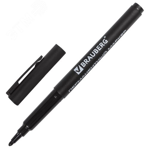 Изображение товара Маркер перманентный черный 1 мм комлект 10 штук, BRAUBERG (упак)