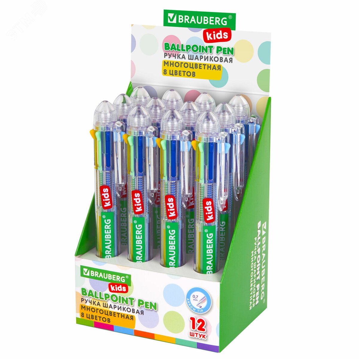 Изображение товара Ручка шариковая многоцветная BRAUBERG KIDS 8 цветов (шт)