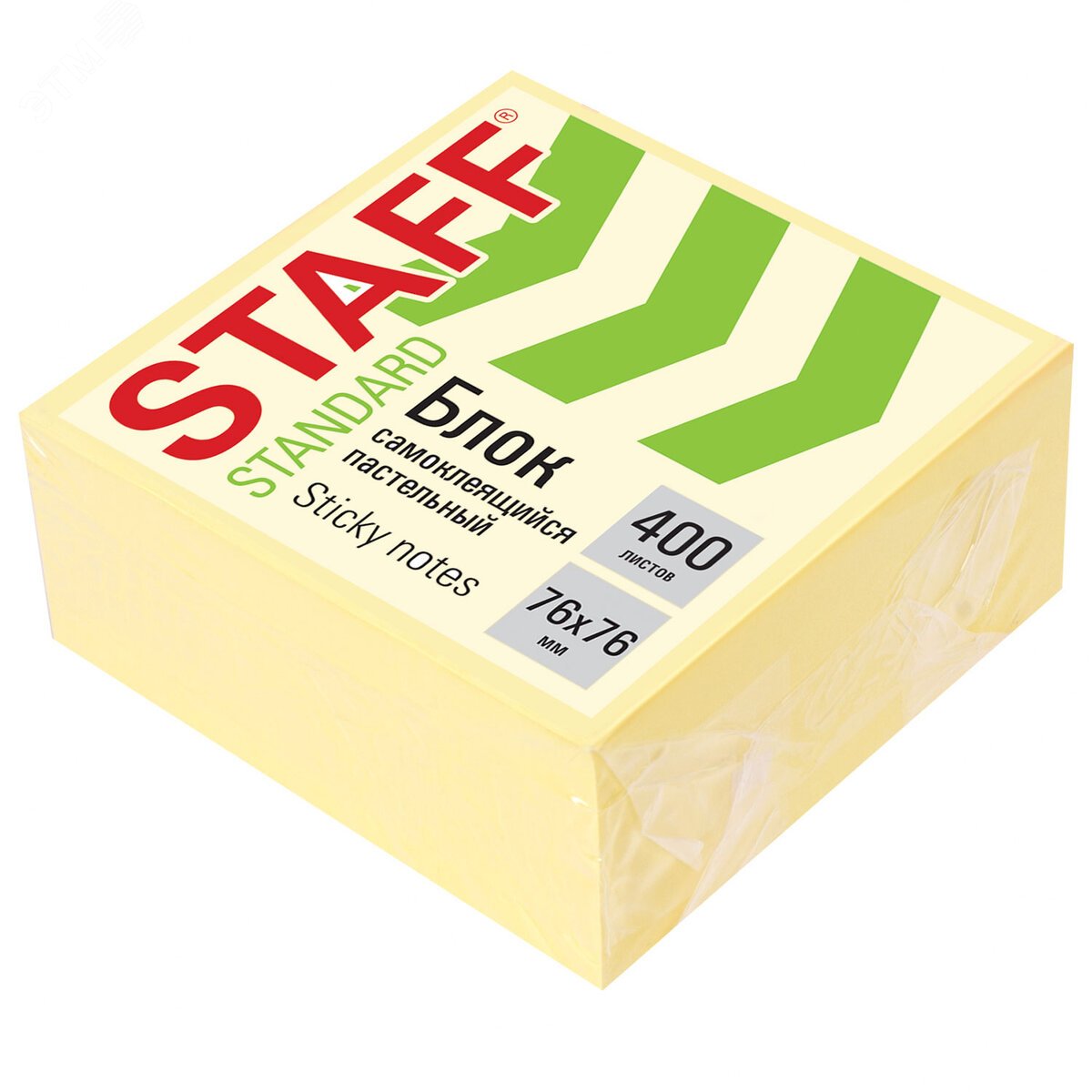 Изображение товара Блок самоклеящихся стикеров STAFF STANDARD 76х76 мм пастель желтый 400 листов