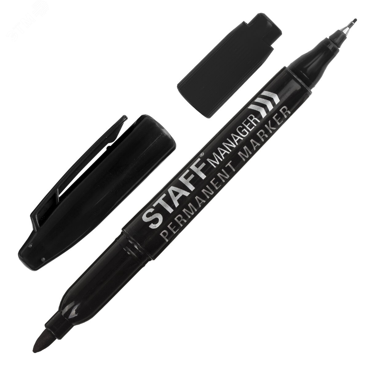 Изображение товара Маркер перманентный двусторонний STAFF Manager PM-625, черный, наконечники 0,8мм / 2,2мм (шт)