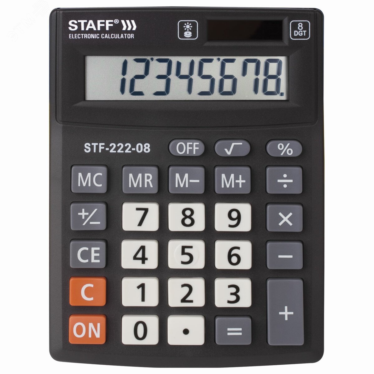 Изображение товара Калькулятор настольный STAFF PLUS STF-222, КОМПАКТНЫЙ (138x103мм), 8 разрядов, двойн.питание, 250418 (шт)