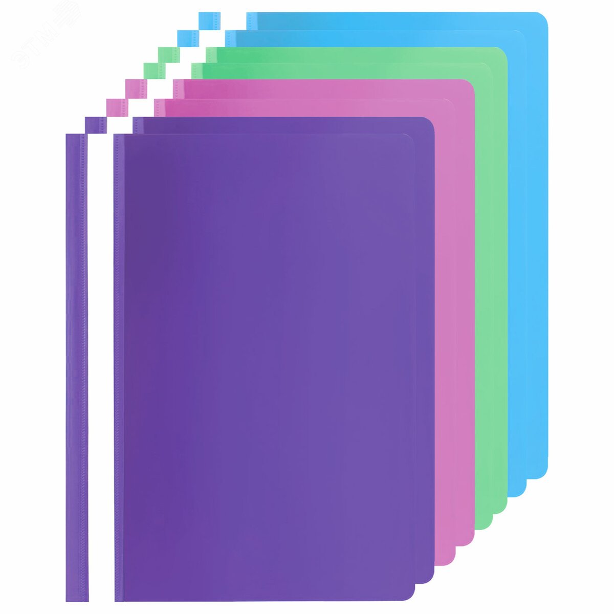 Изображение товара Папка-скоросшиватель комплект 8шт А4 STAFF голубая, фиолетовая, салатовая, розовая выгодная упаковк