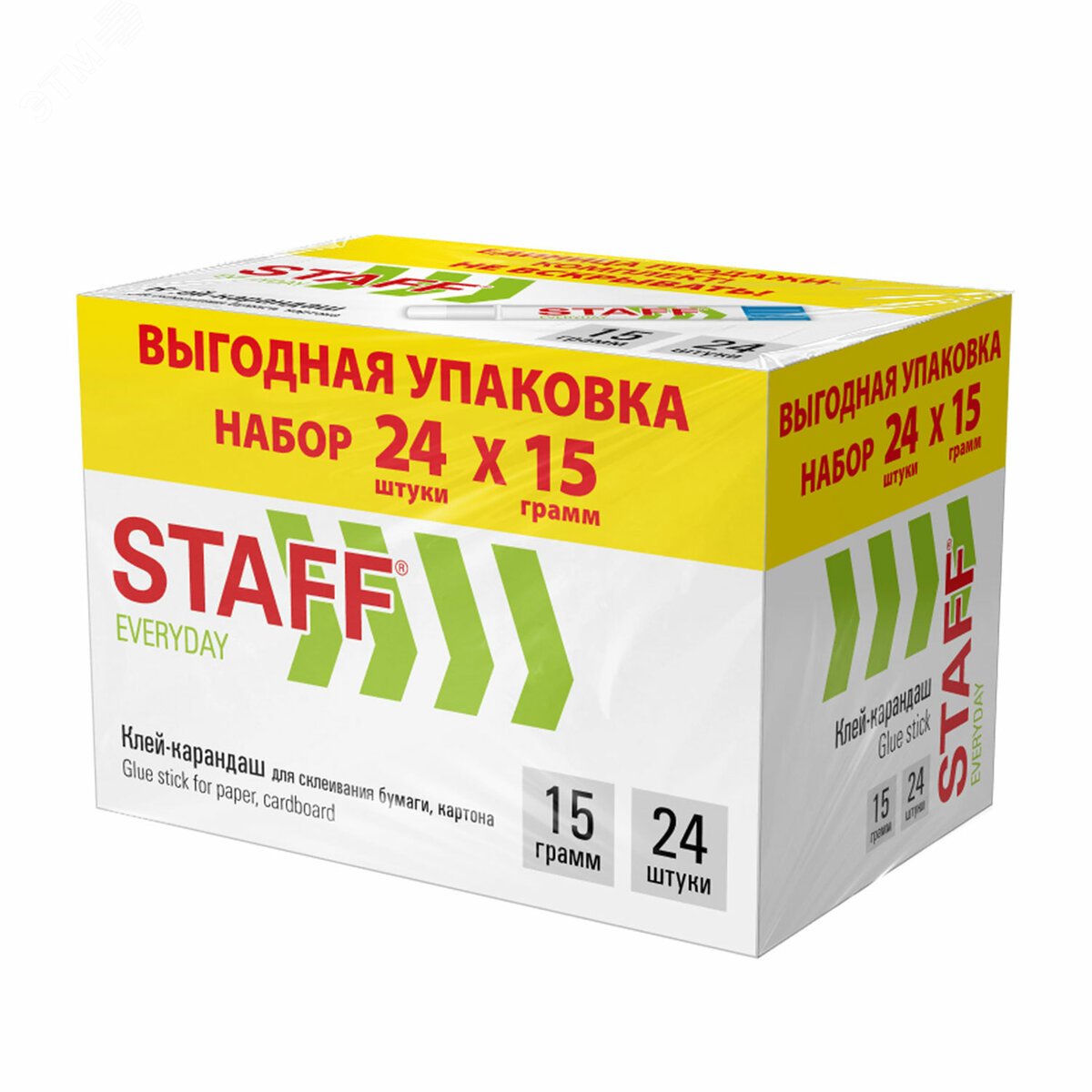 Изображение товара Клей-карандаш STAFF EVERYDAY 15 г. комплект 24 шт. ВЫГОДНАЯ УПАКОВКА