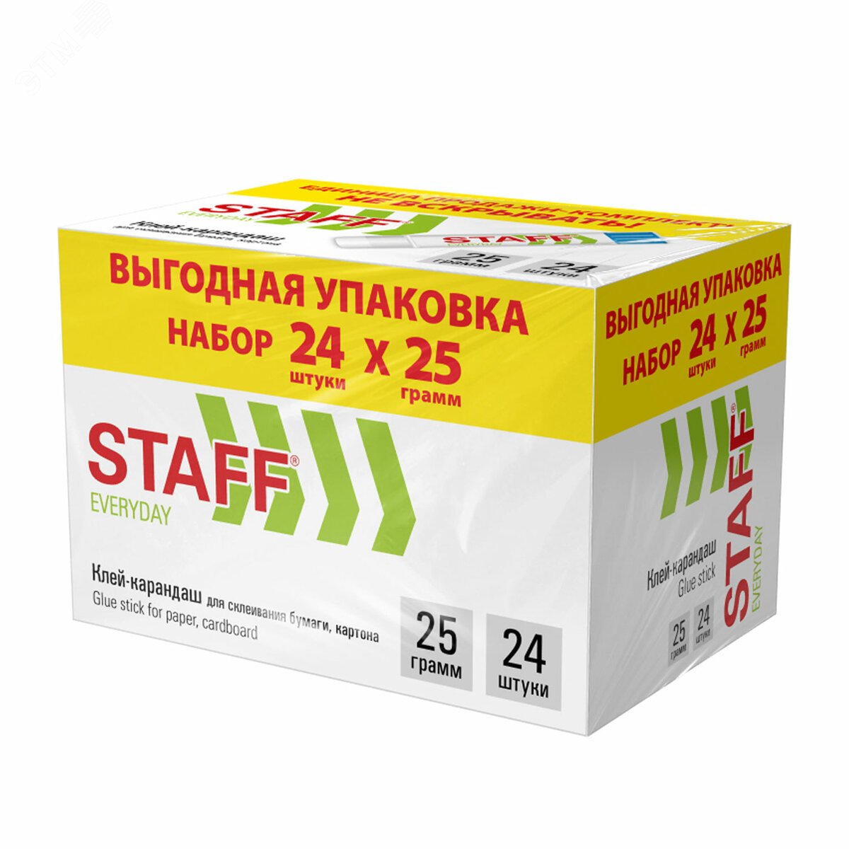 Изображение товара Клей-карандаш 25 г комплект 24 шт. STAFF EVERYDAY надежный и безопасный