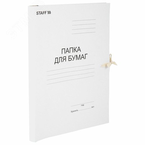 Изображение товара Папка для бумаг с завязками картонная STAFF, гарантированная плотность 220 г/м2, до 200 л (шт)