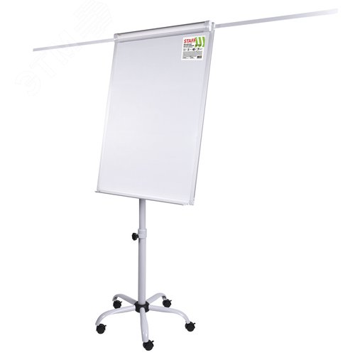 Изображение товара Доска-флипчарт с доп. держателями для бумаги магнитно-маркерная 70х100см, на пятилучии STAFF, 238005 (шт)