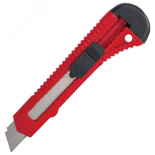 Изображение товара Нож канцелярский 18 мм EVERYDAY, фиксатор, красный матовый корпус, упаковка с подвесом (шт)