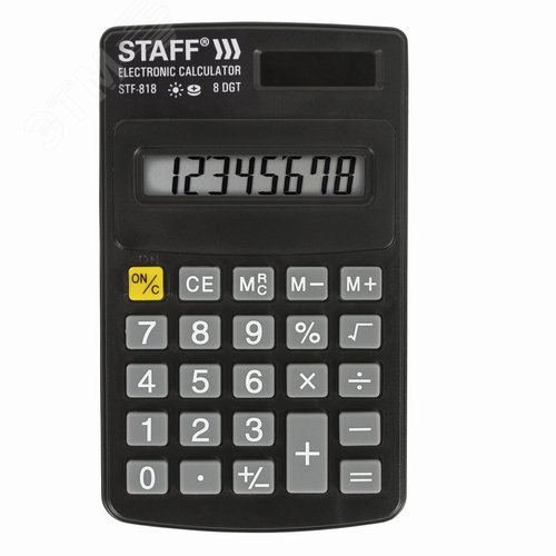 Изображение товара Калькулятор карманный STF-818 (102 х 62 мм), 8 разрядов, двойное питание (шт)