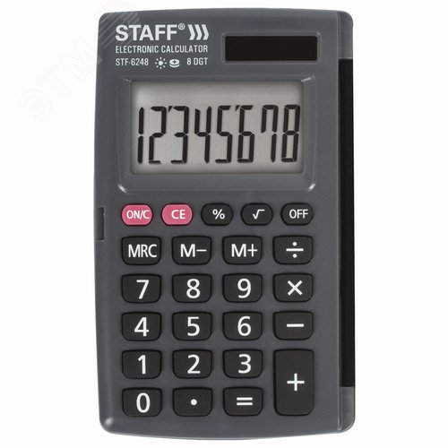 Изображение товара Калькулятор карманный STF-6248 (104 х 63 мм), 8 разрядов, двойное питание (шт)