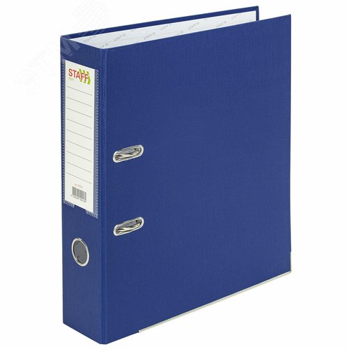 Изображение товара Папка-регистратор STAFF Profit покрытием из ПВХ, 75 мм, с уголком, синяя, съемный механизм (шт)
