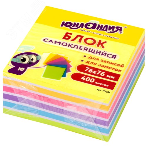 Изображение товара Блок самоклеящийся (стикеры) ЮНЛАНДИЯ НЕОНОВЫЙ 76х51 (шт)