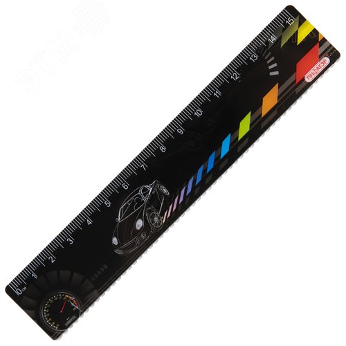 Изображение товара Линейка пластик 15 см ПИФАГОР ''Авто'', цветная печать, с волнистым краем, европодвес, 210634 (шт)