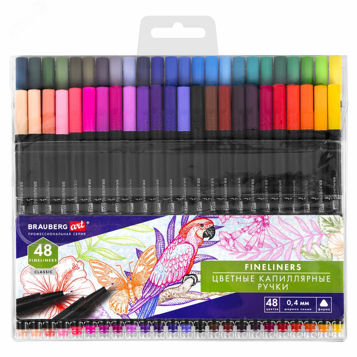 Изображение товара Ручки капиллярные (линеры), 48 ЦВЕТОВ, BRAUBERG ART ''Classic'', трехгранные, металлический наконечник, линия письма 0,4 мм, 144149 (шт)