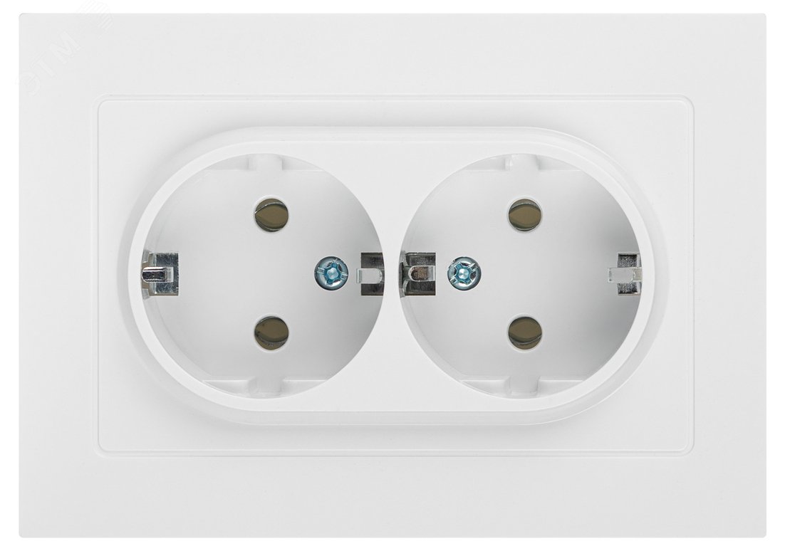 Изображение товара Розетка двойная скрытая с заземлением IP20 белая 16А 250В Intro Accent 6-205-01