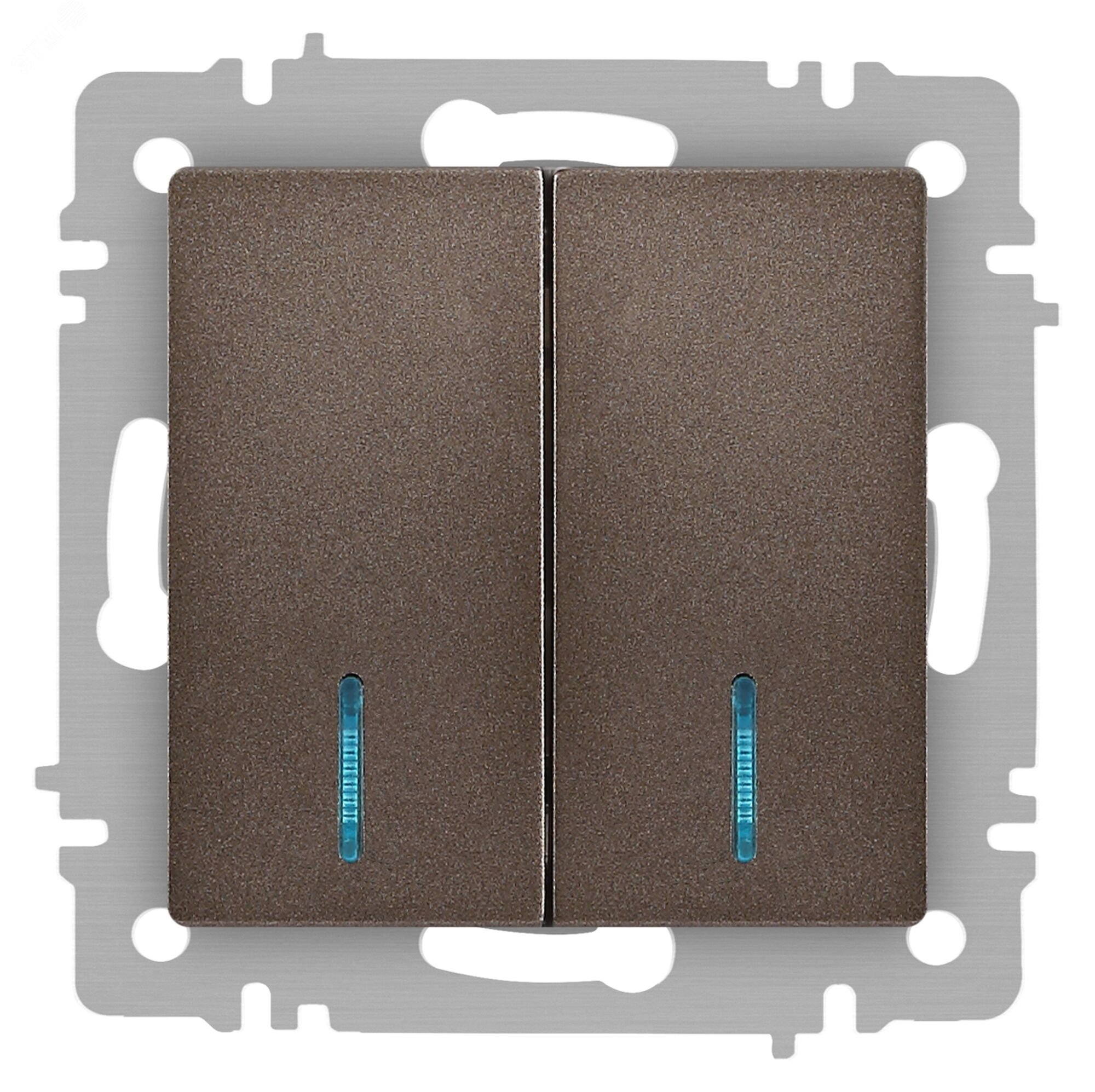 Изображение товара Двухклавишный выключатель с подсветкой Intro Accent 10А 250В бронза IP20