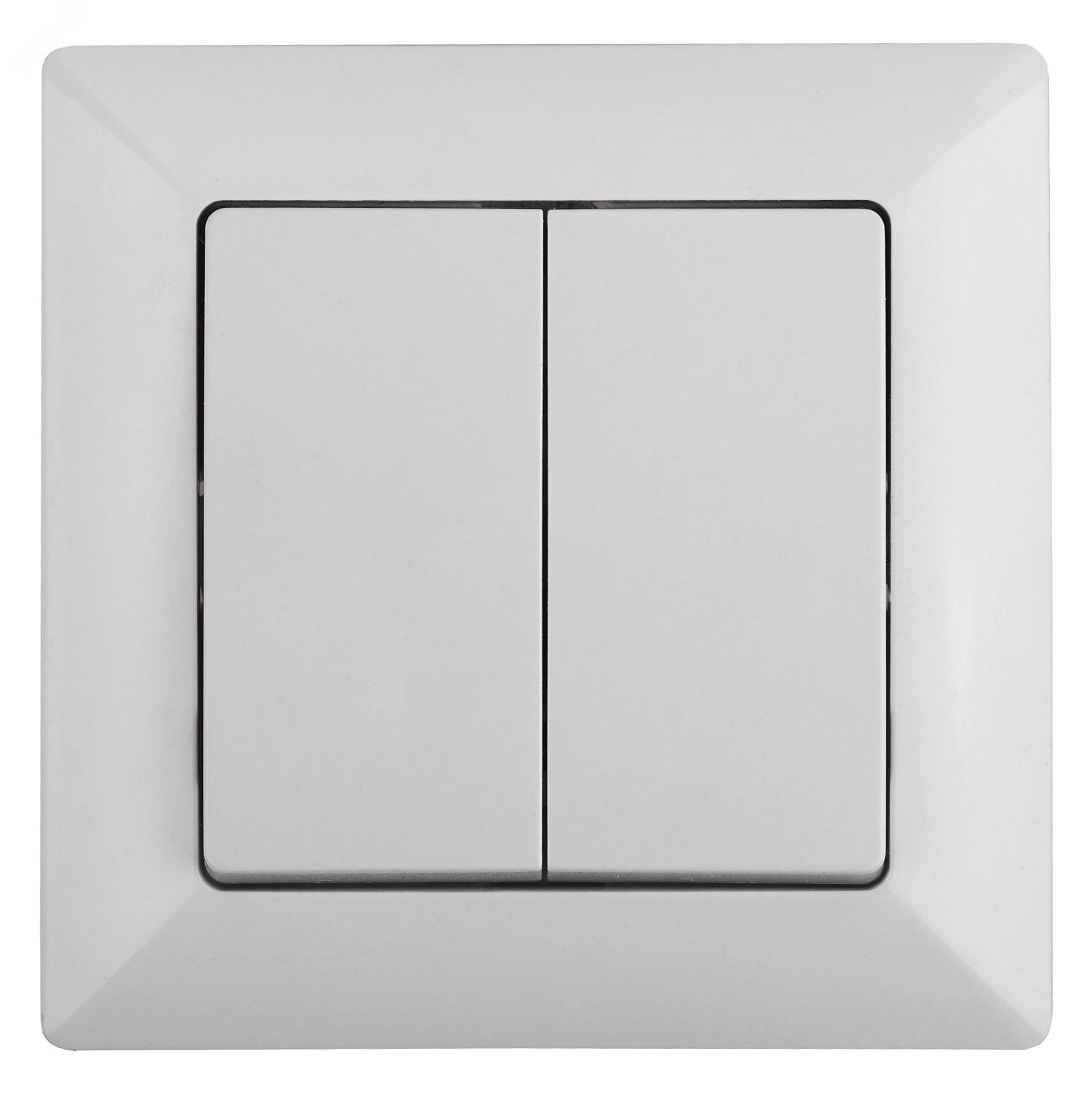 Изображение товара Переключатель Intro Solo 4-107-01 двухклавишный 10А-250В, IP20, СУ, белый (шт)