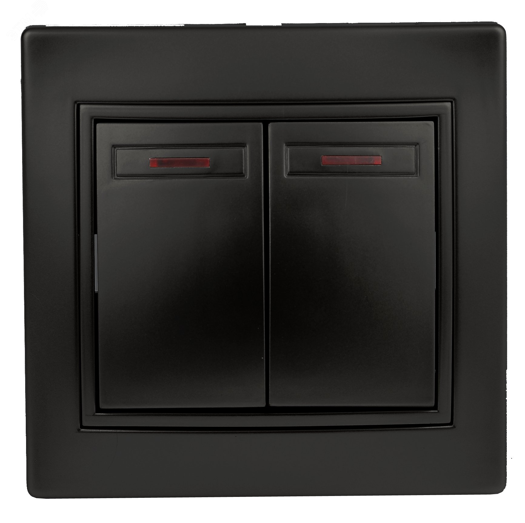 Изображение товара Выключатель двухклавишный, в рамку (скрытого монтажа) с подсветкой антрацит 10А 250В Intro Plano 1-105-05 (шт)