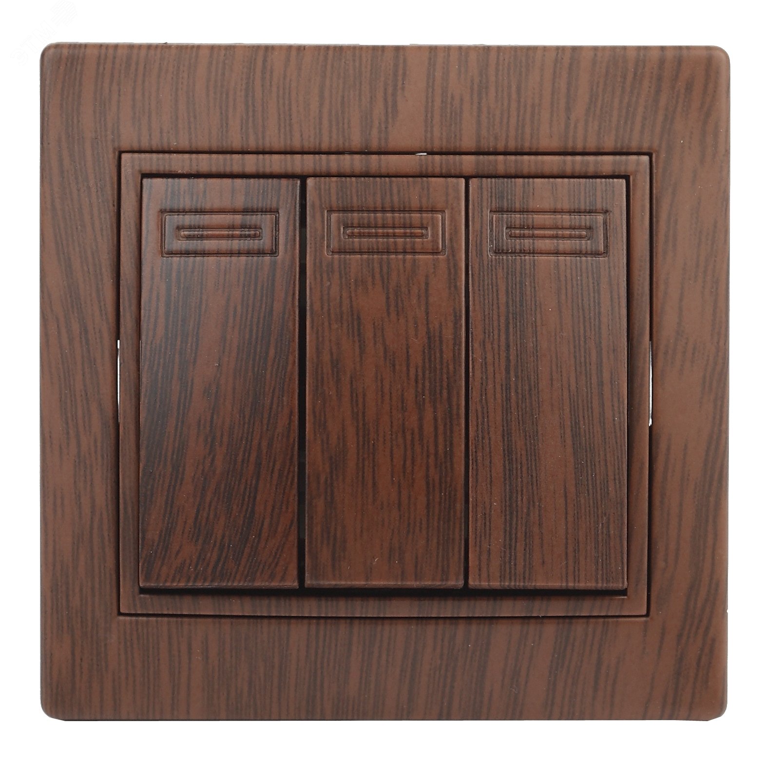 Изображение товара Выключатель трехклавишный в рамке скрытого монтажа Intro Plano Венге 10А 250В