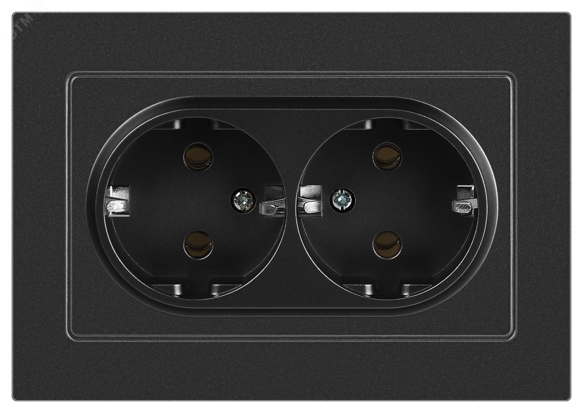 Изображение товара Розетка однофазная двойная скрытого монтажа серия Intro Accent графит 16А 250В IP20