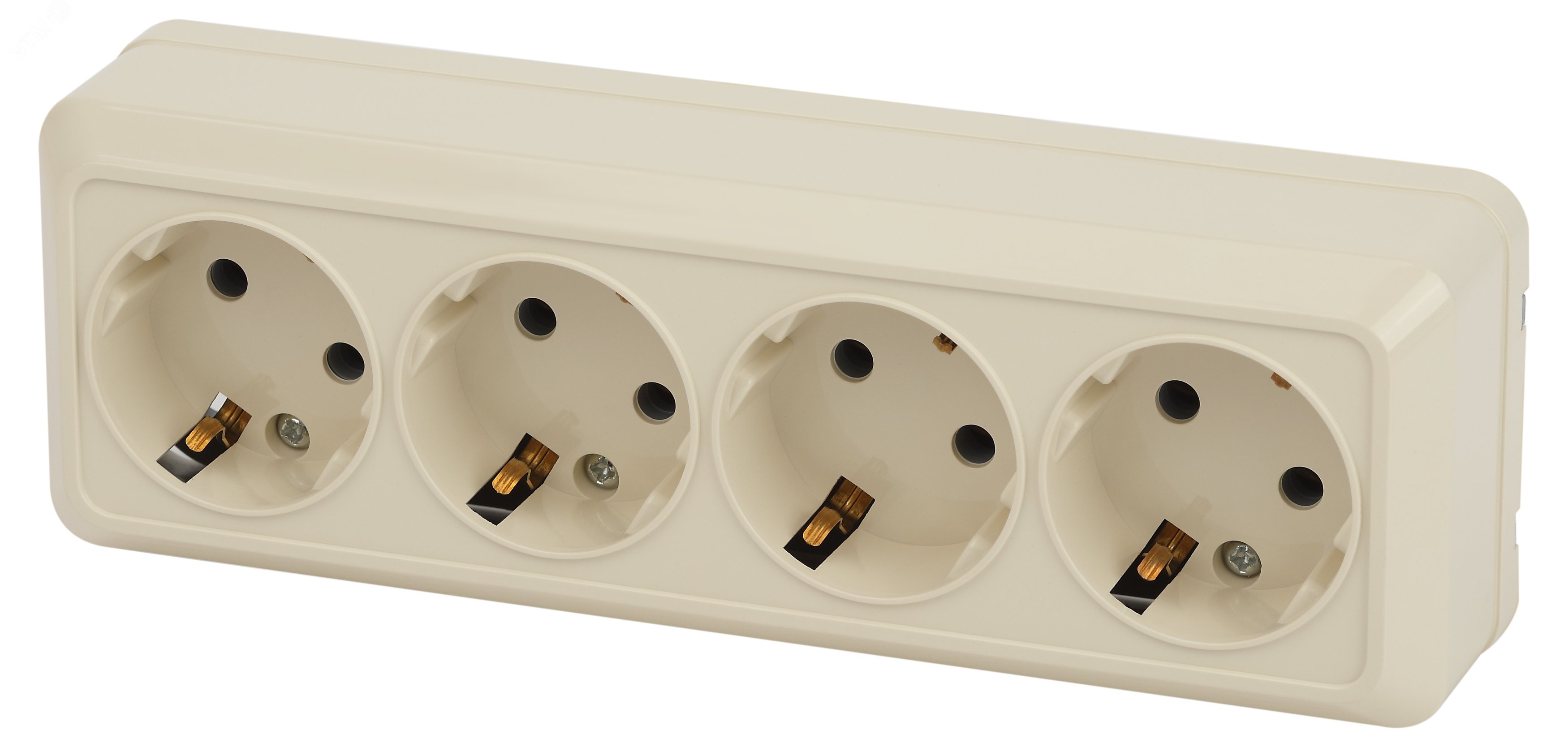 Изображение товара Розетка однофазная четырехместная наружная с заземлением IP20 16А 250В Intro Quadro