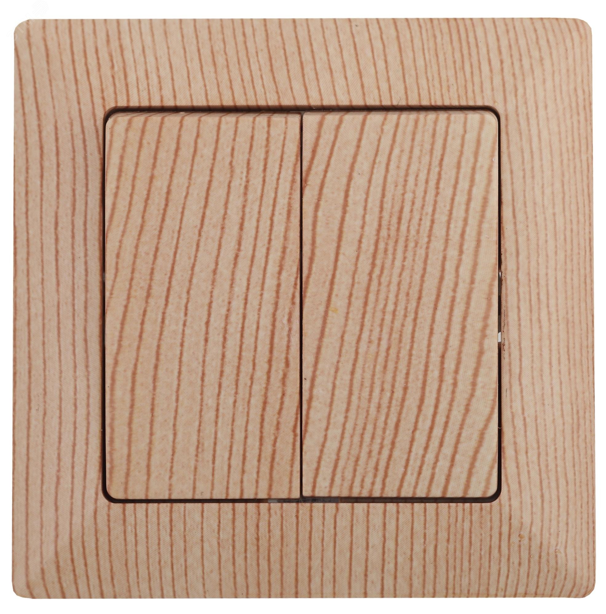 Изображение товара Выключатель двухклавишный скрытого монтажа Intro Solo 4-104-11 сосна 10А 250В