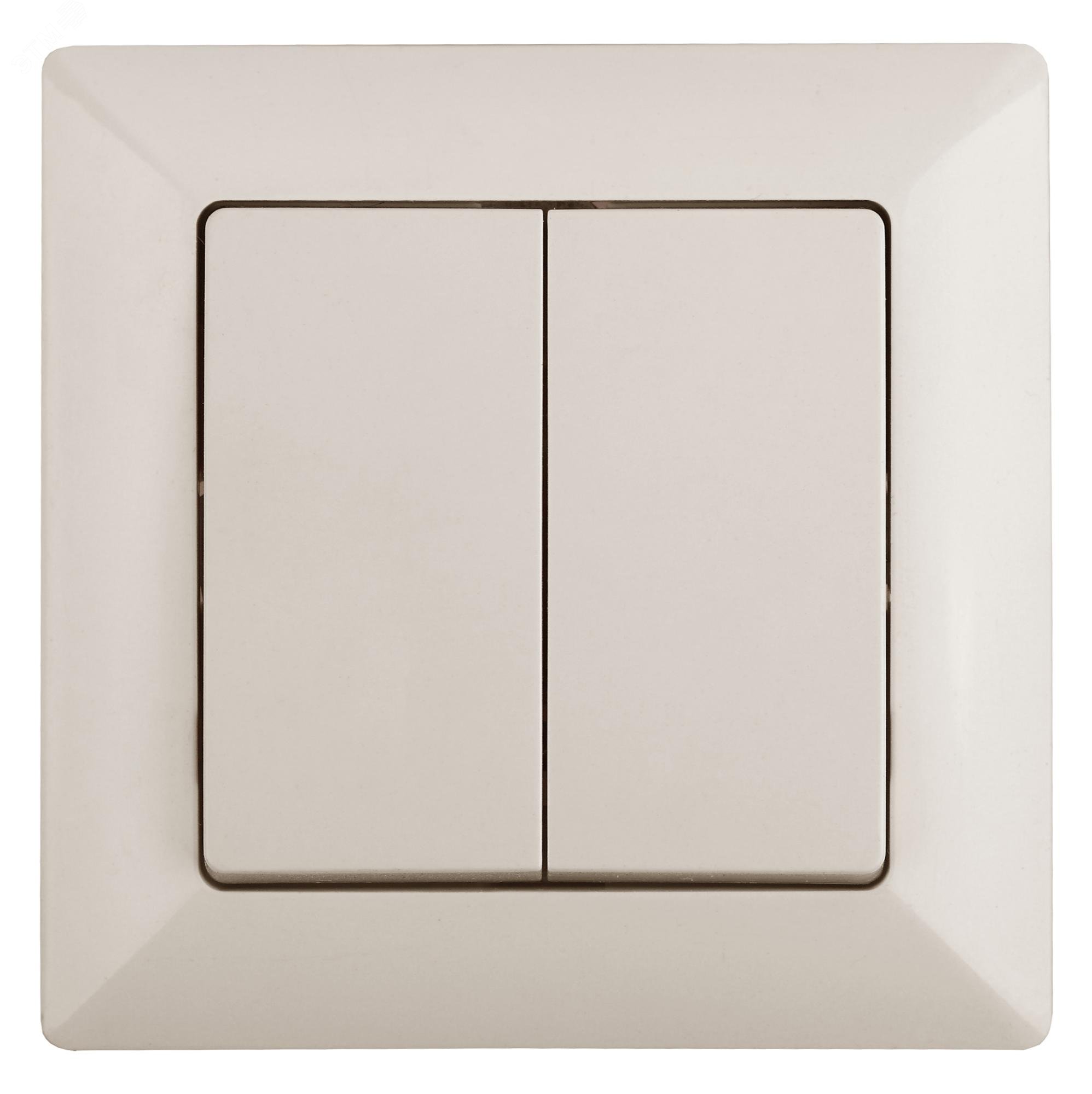 Изображение товара Переключатель Intro Solo 4-107-02 двухклавишный 10А-250В, IP20, СУ, слоновая кость (шт)