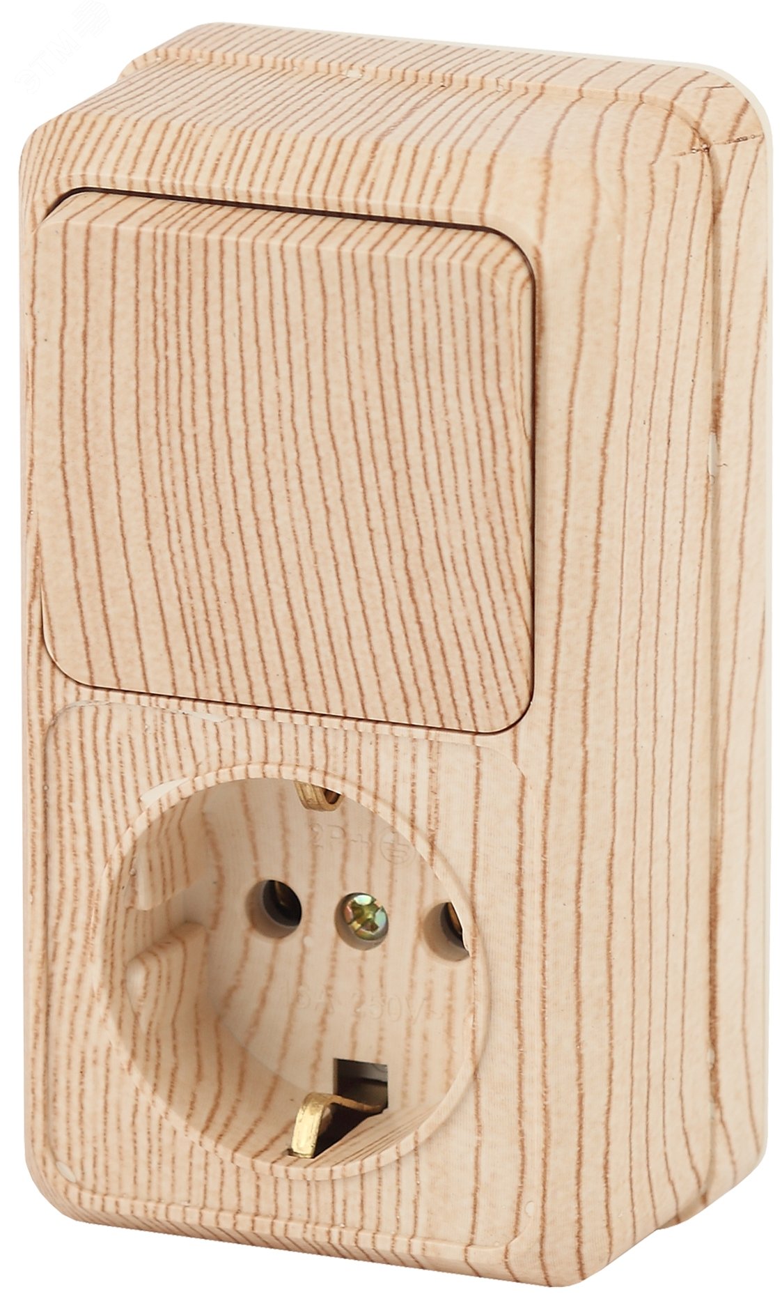 Изображение товара Блок розетка с выключателем Intro Quadro 2-705-11 вертикальный 16А IP20 сосна