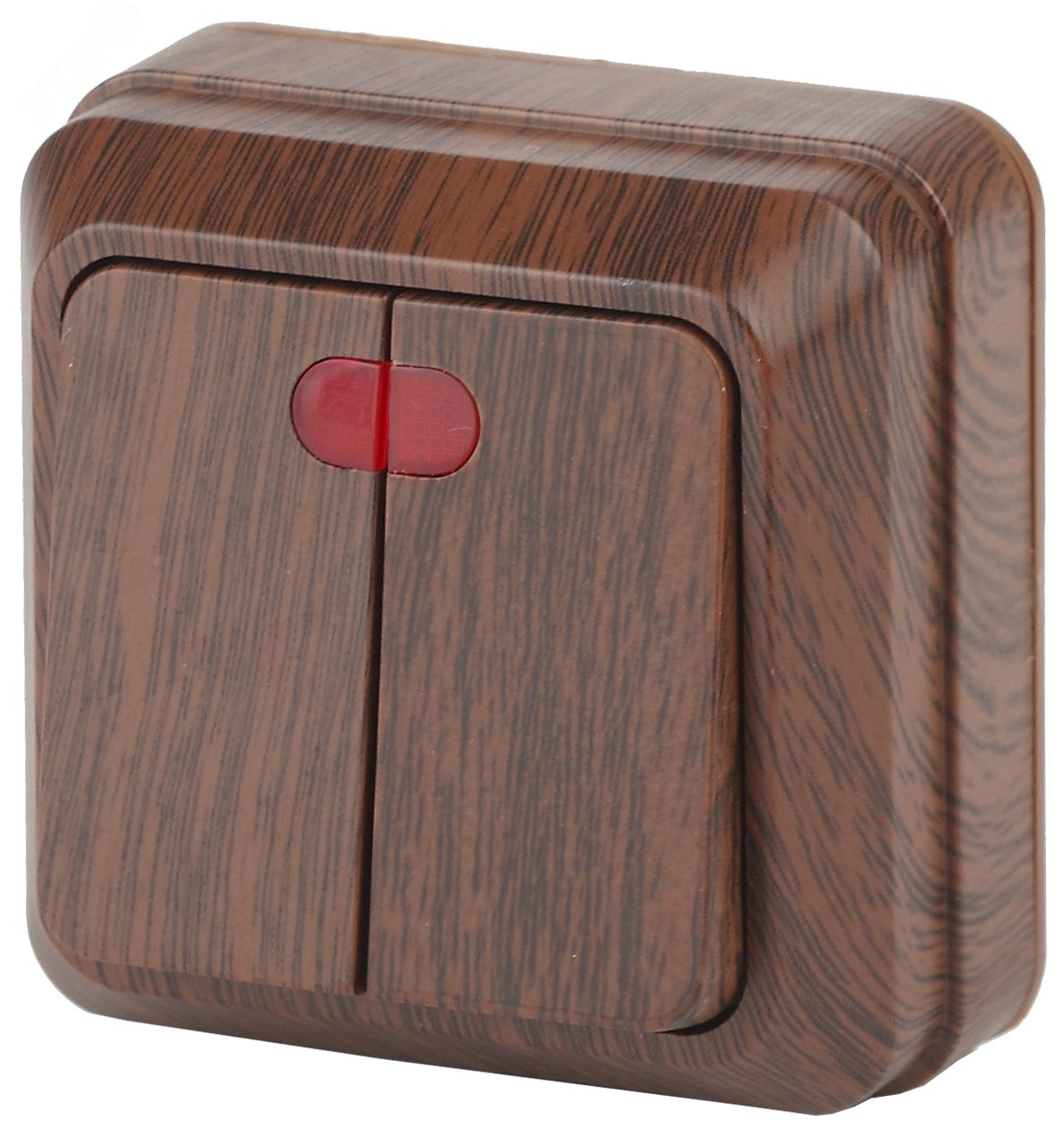 Изображение товара Двухклавишный выключатель с подсветкой Intro Quadro 2-105-10 венге 250В 10А