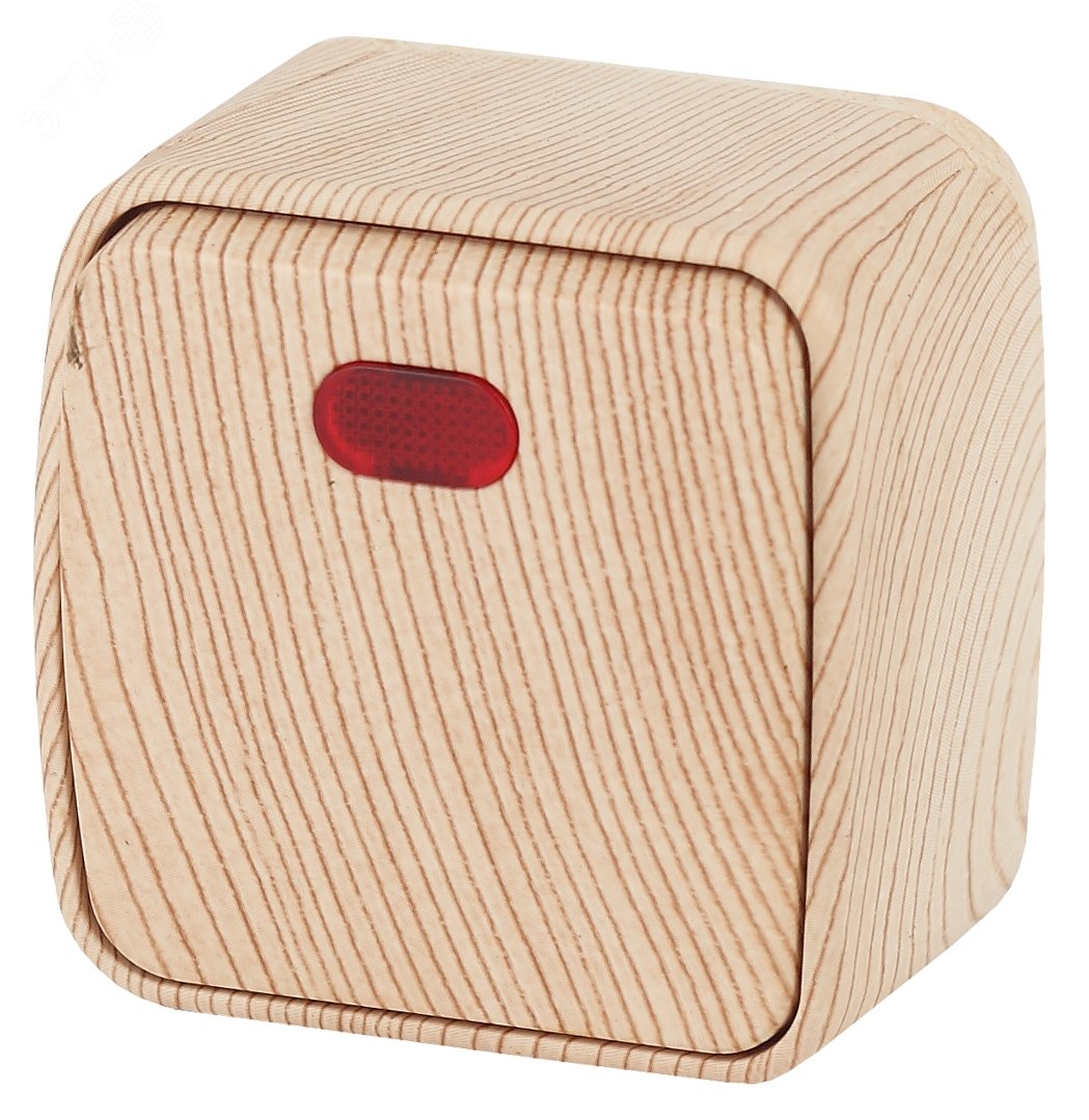 Изображение товара Выключатель одноклавишный с подсветкой, IP20, 10A, 250В, сосна