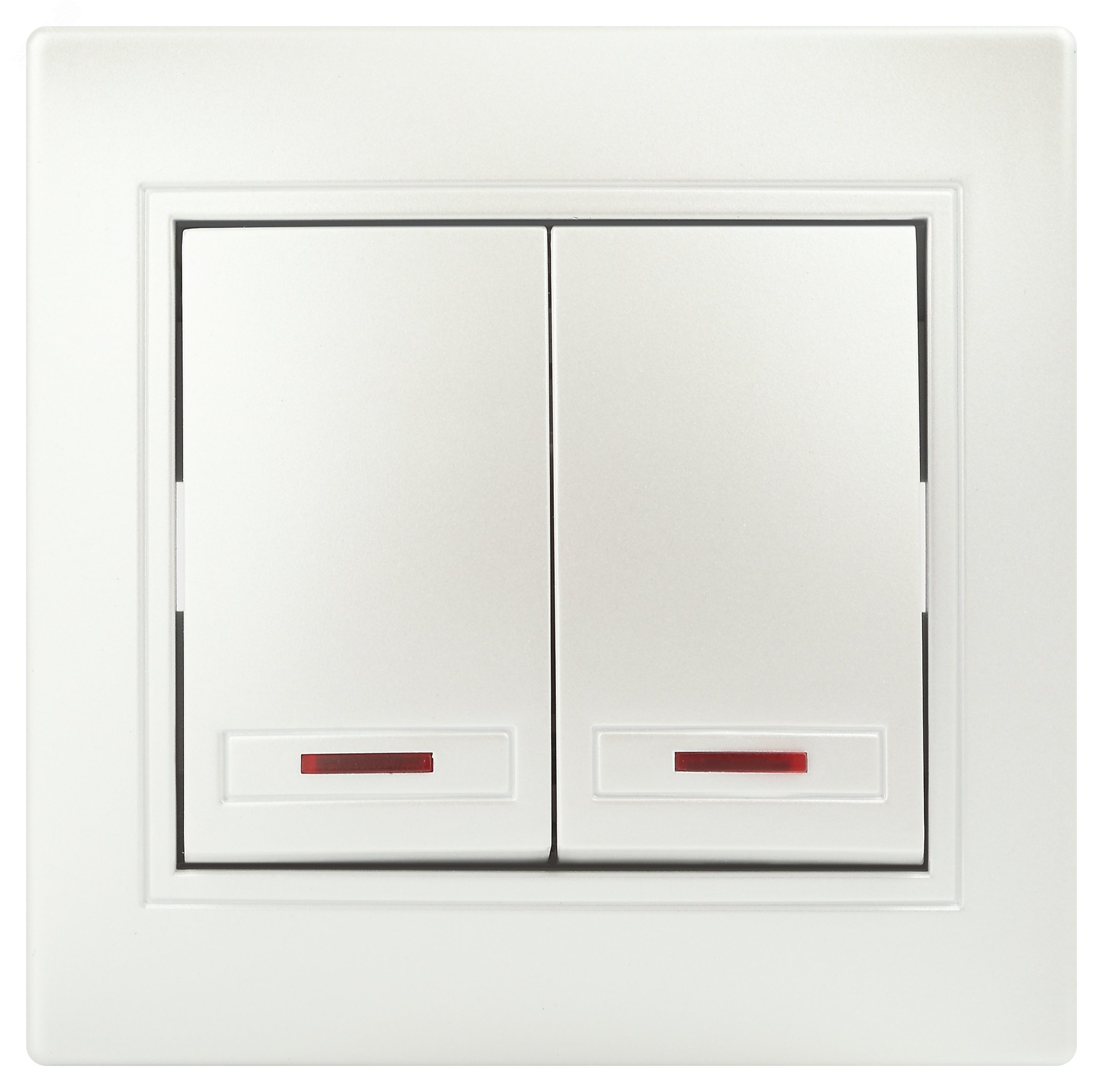 Изображение товара Двухклавишный выключатель с подсветкой серии Intro Plano 10А 250В, IP20, перламутр