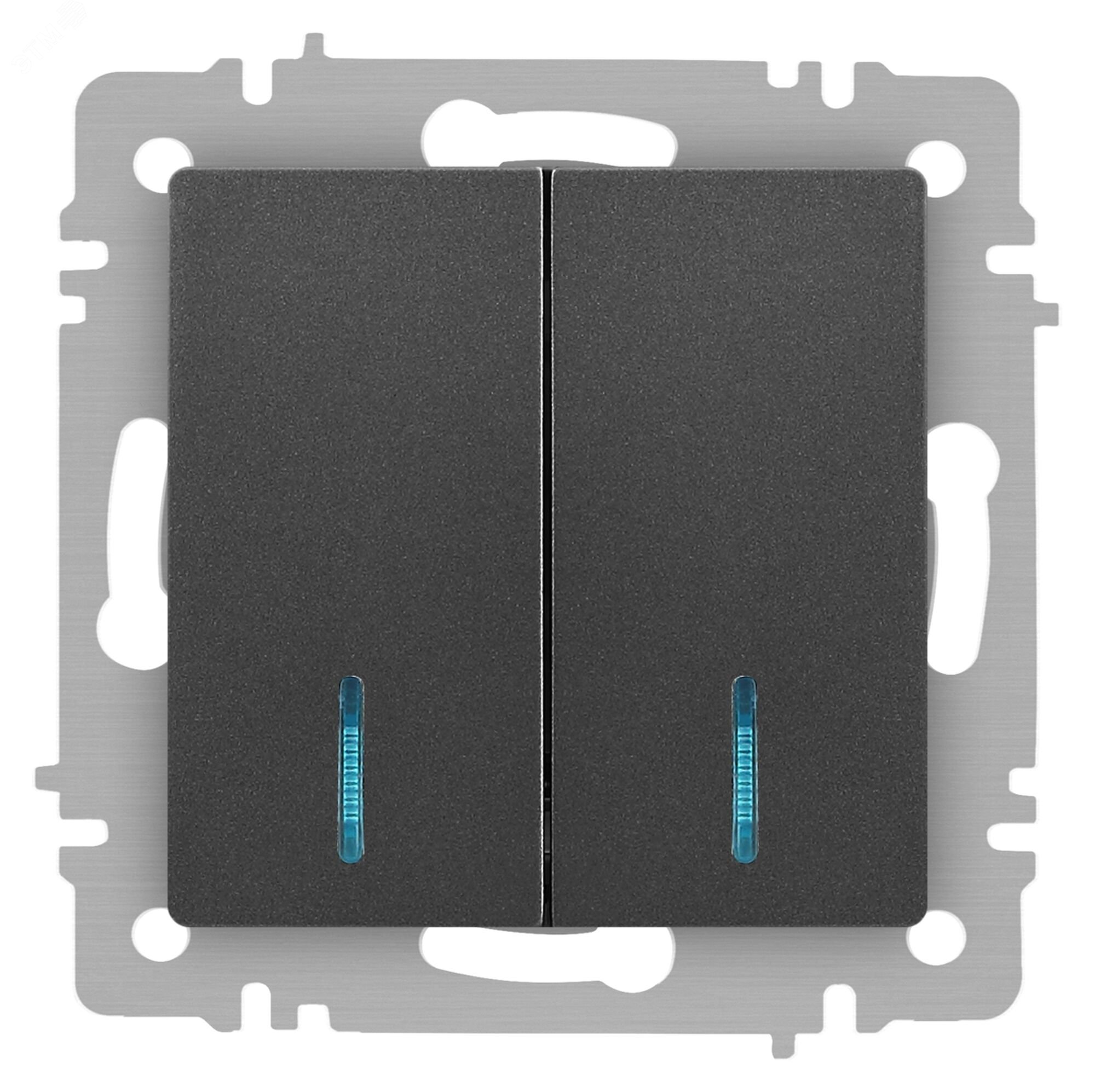 Изображение товара Выключатель двухклавишный с подсветкой Intro Accent 6-105-07 графит 250В