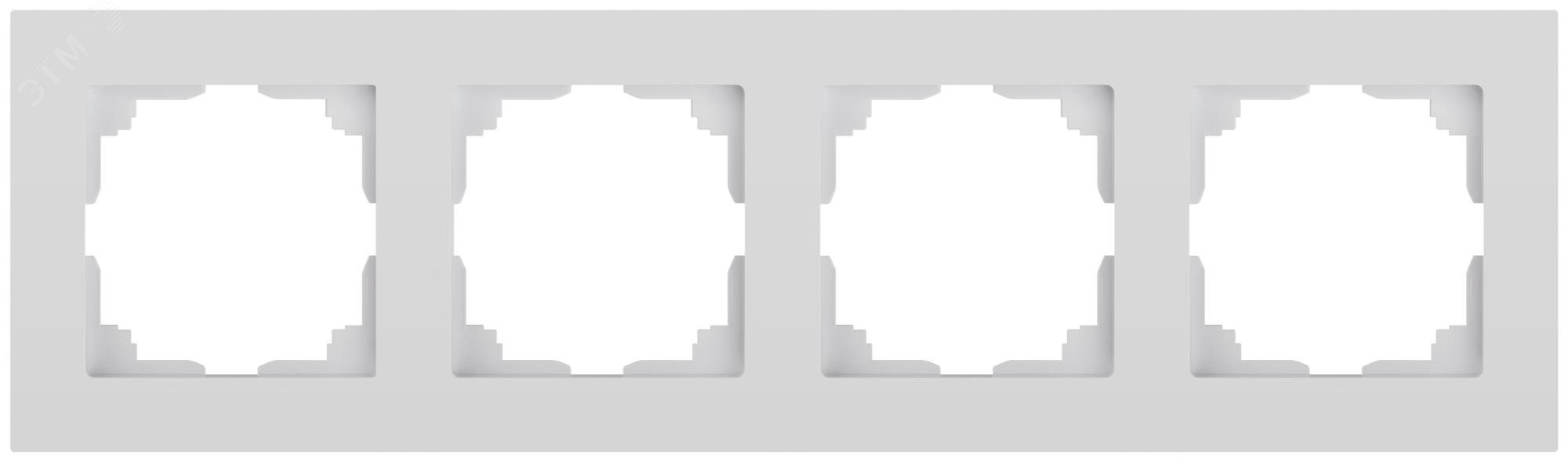 Изображение товара Рамка для розеток и выключателей Intro Accent 6-504-01 4 поста белый пластик