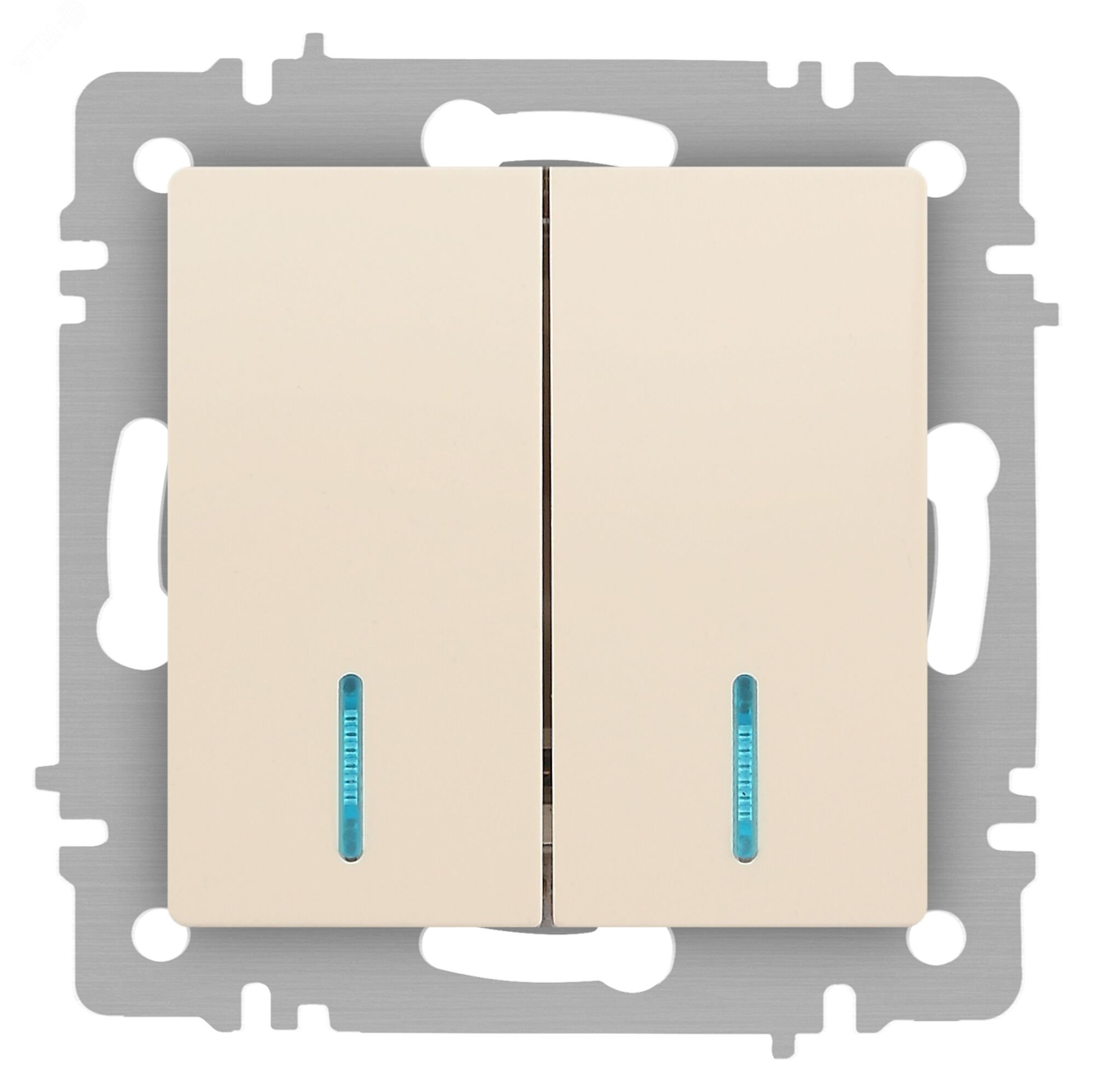 Изображение товара Двухклавишный выключатель с подсветкой Intro Accent 10А 250В слоновая кость
