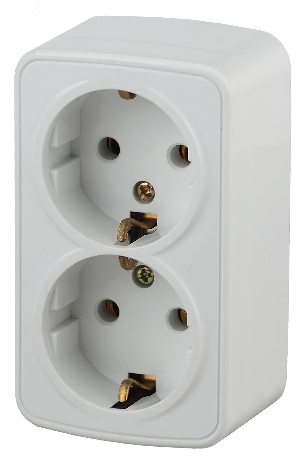 Изображение товара Розетка однофазная наружная (открытой установки) с заземлением без шторок белый 17А 250В IP20 винтовые зажимы 3-204-01 Intro Polo (шт)