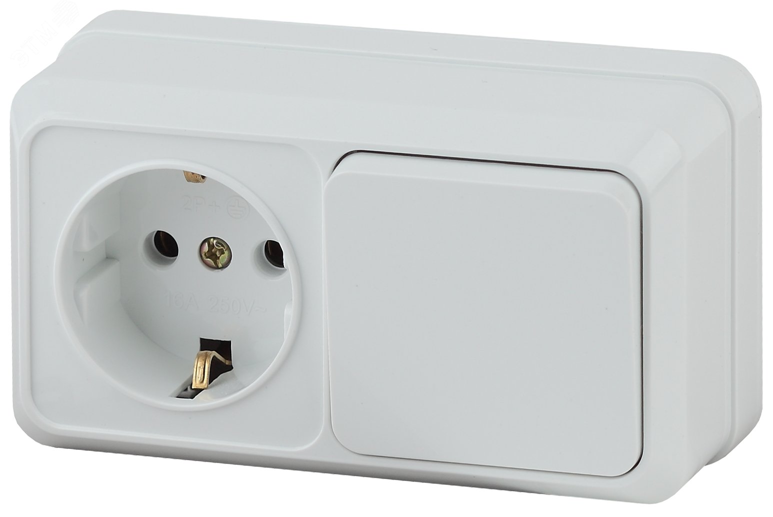 Изображение товара Блок розетка с выключателем Intro Quadro 2-701-01 горизонтальный 16 А IP20 белый