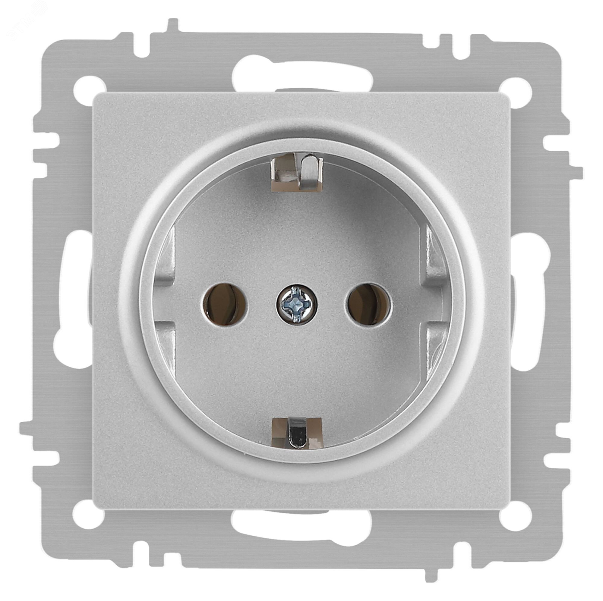 Изображение товара Розетка однофазная скрытого монтажа с заземлением алюминий IP20 16А Intro Accent