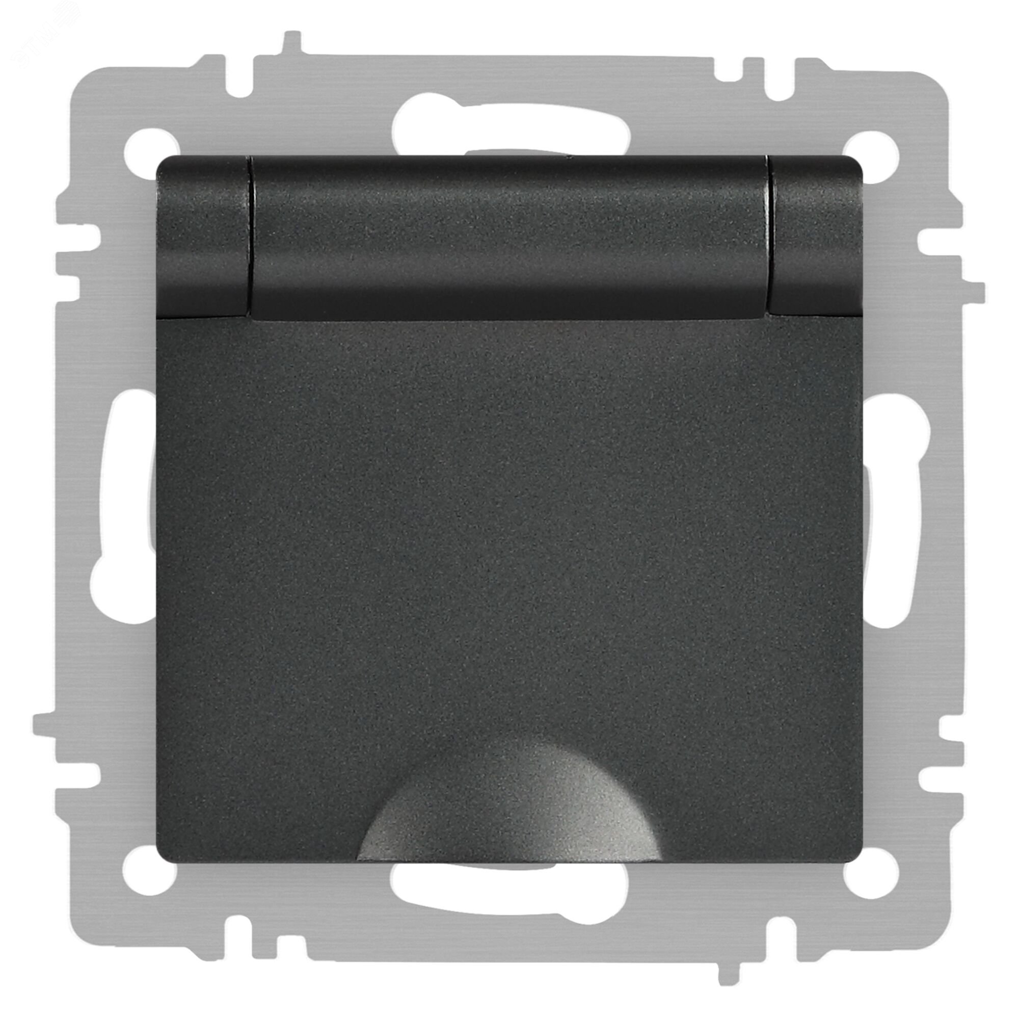 Изображение товара Розетка однофазная скрытого монтажа, в рамку с заземлением без шторок графит с крышкой 16А 250В IP20 винтовые зажимы 6-203-07 Intro Accent (шт)