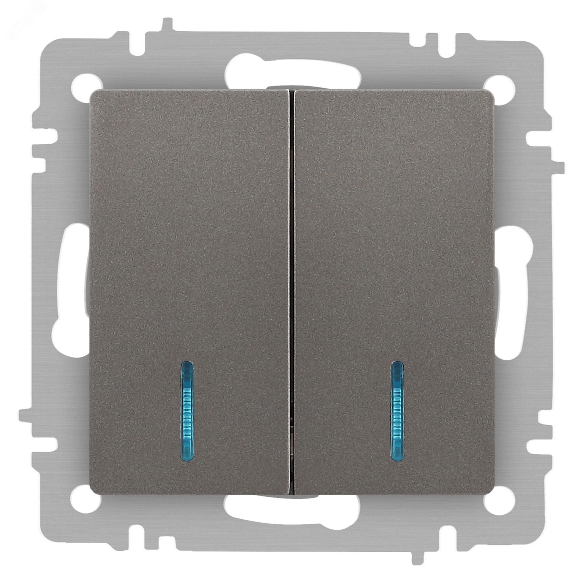 Изображение товара Выключатель двухклавишный с подсветкой 10А 250В скрытая установка Intro Accent