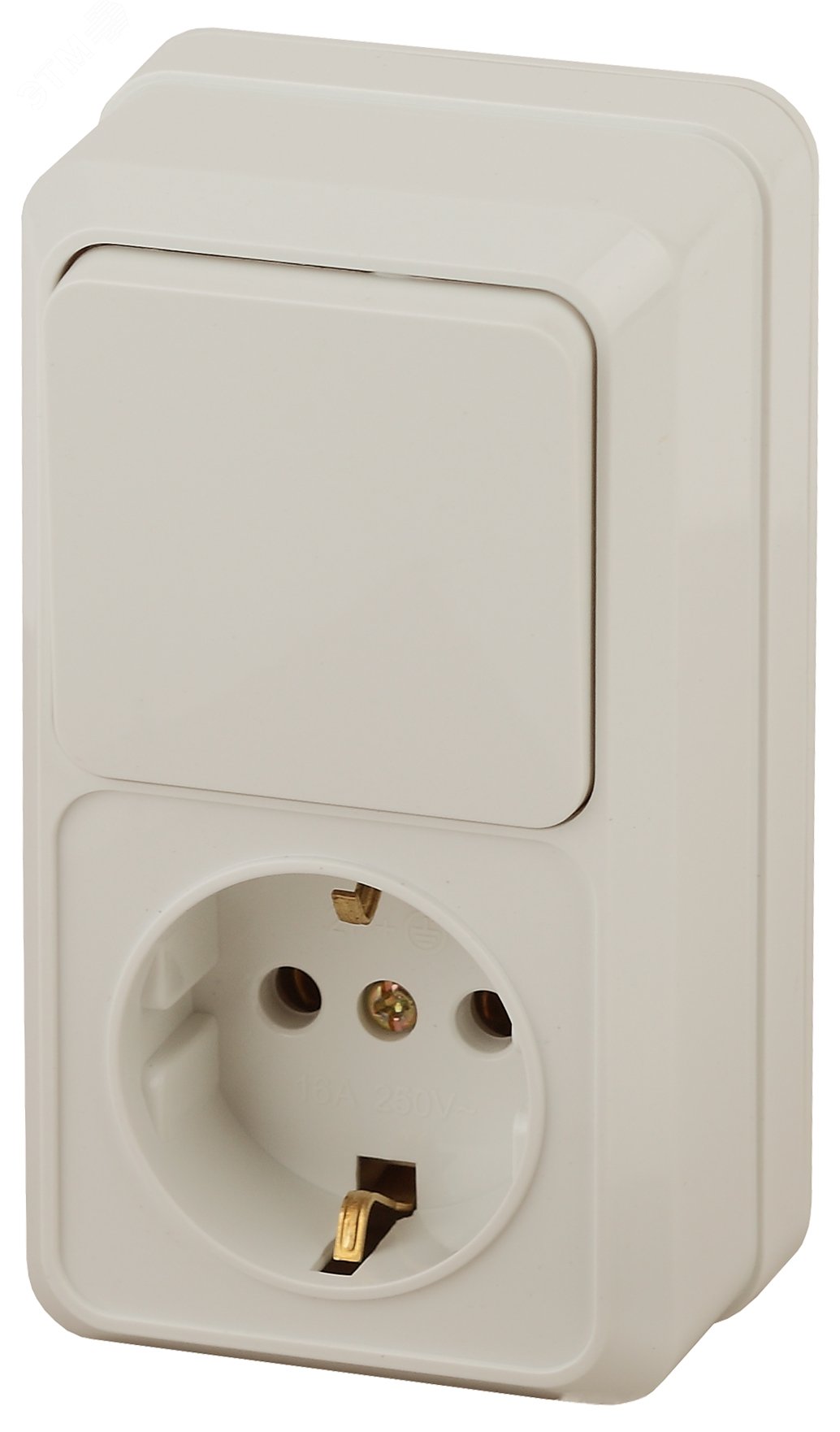 Изображение товара Блок розетка с выключателем Intro Quadro 2-705-02 вертикальный 16А 250В IP20 слоновая кость