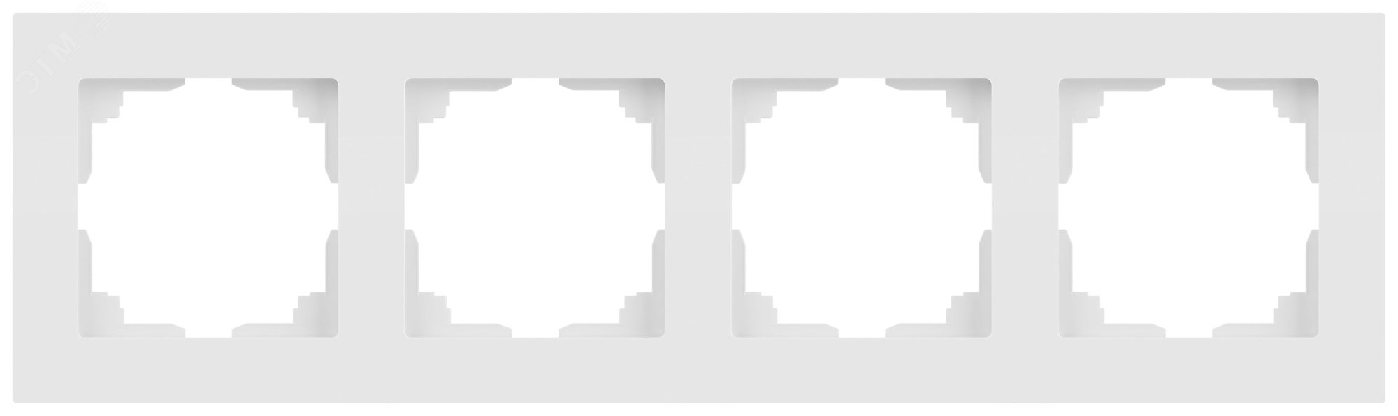 Изображение товара Рамка для розеток и выключателей 4 поста белый матовый пластик Intro Accent