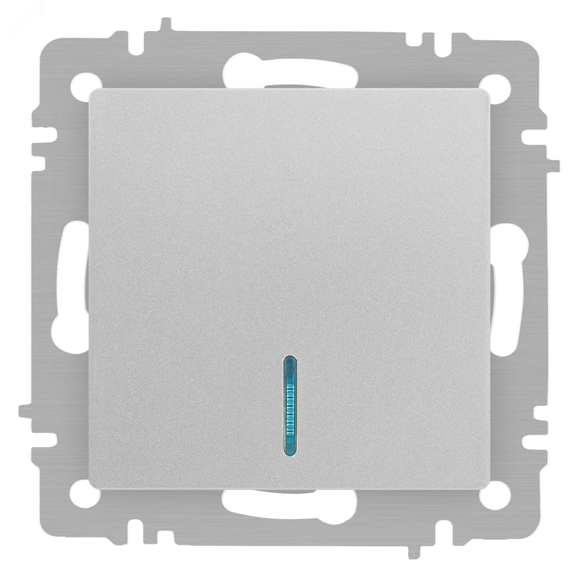 Изображение товара Выключатель одноклавишный с подсветкой Intro Accent алюминий 10А 250В