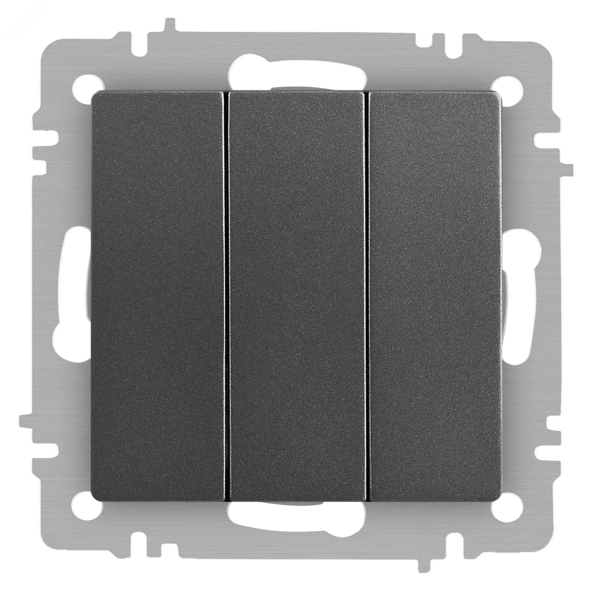 Изображение товара Выключатель трехклавишный, в рамку (скрытого монтажа) сталь 10А 250В винтовые зажимы Intro Accent 6-106-07 (шт)