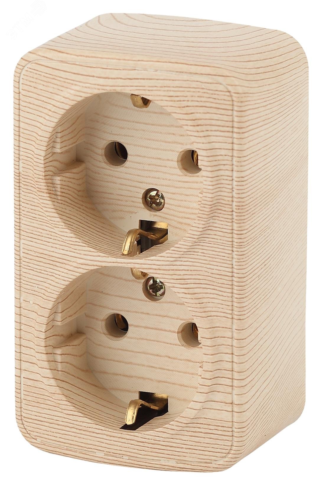 Изображение товара Розетка однофазная наружная (открытой установки) с заземлением без шторок сосна 16А 250В IP20 винтовые зажимы 3-204-11 Intro Polo (шт)