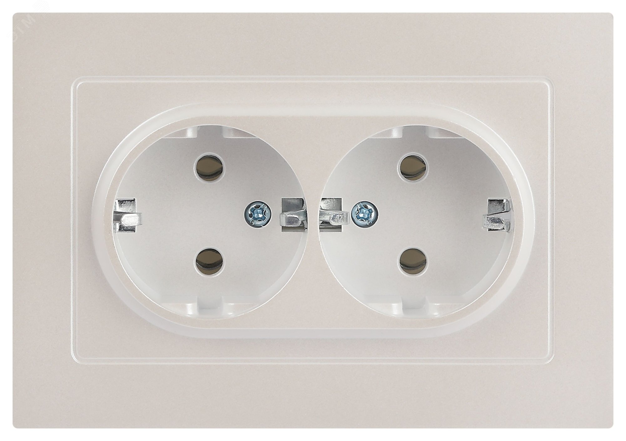 Изображение товара Розетка однофазная двойная скрытого монтажа, в рамку с заземлением без шторок перламутр 16А 250В IP20 винтовые зажимы 6-205-06 Intro Accent (шт)