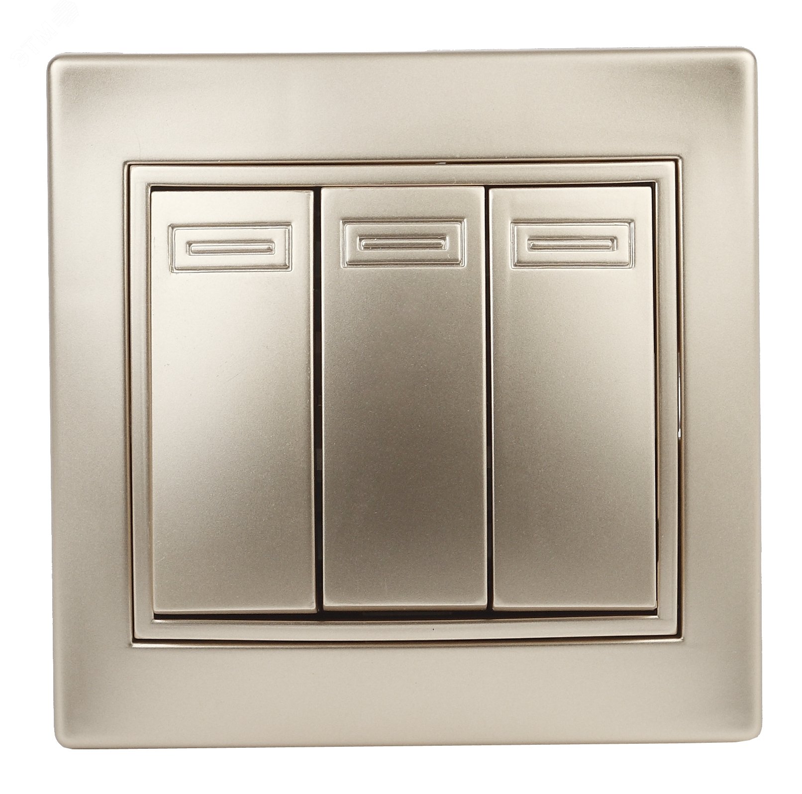 Изображение товара Выключатель трехклавишный, в рамку (скрытого монтажа) шампань 10А 250В Intro Plano 1-106-04 (шт)