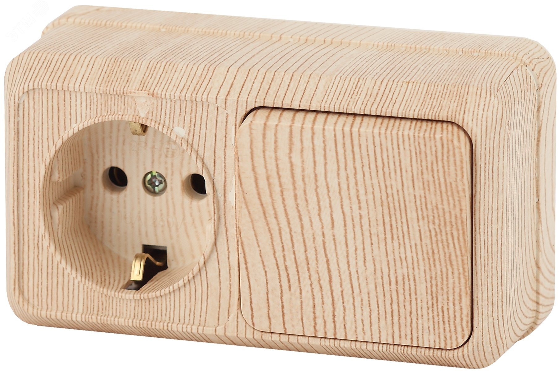 Изображение товара Блок розетка с выключателем Intro Quadro 2-701-11 одноклавишный IP20 сосна