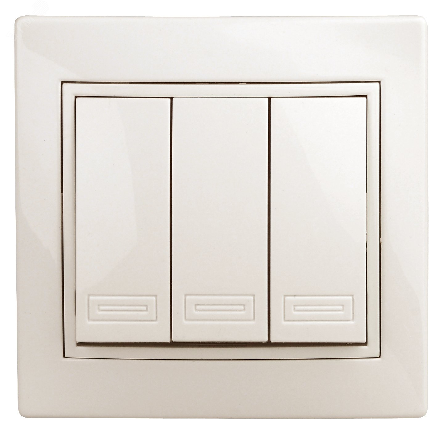 Изображение товара Выключатель трехклавишный, в рамку (скрытого монтажа) слоновая кость 10А 250В Intro Plano 1-106-02 (шт)